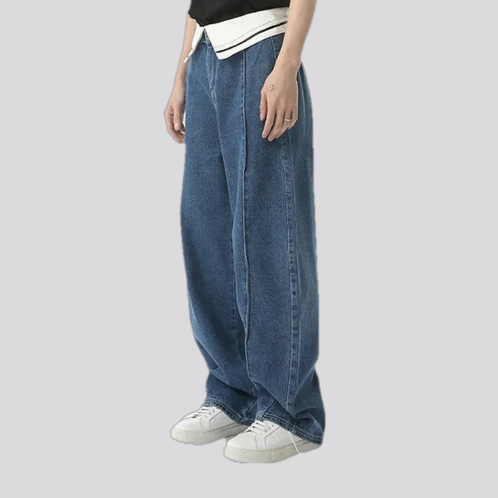 Mid rise sailor collar men's jeans