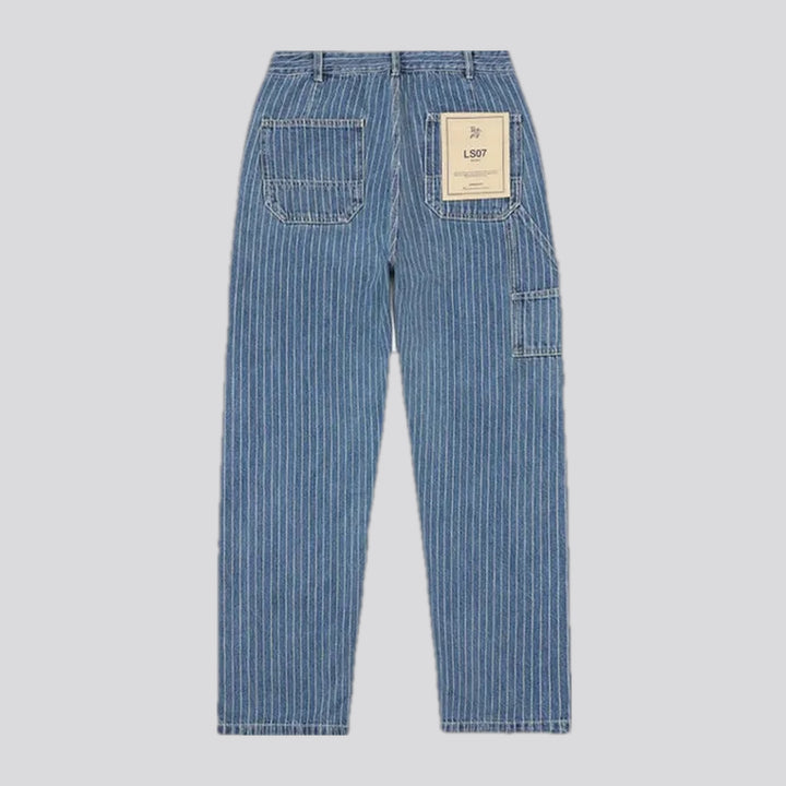Casual midweight striped worker jeans for men