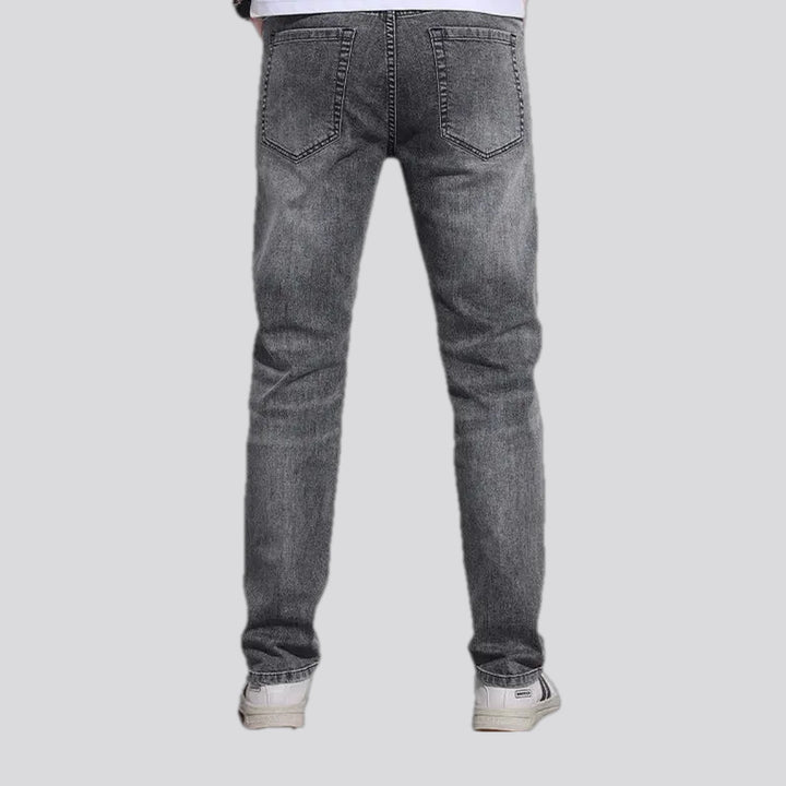 Abraded stonewashed slim men's jeans