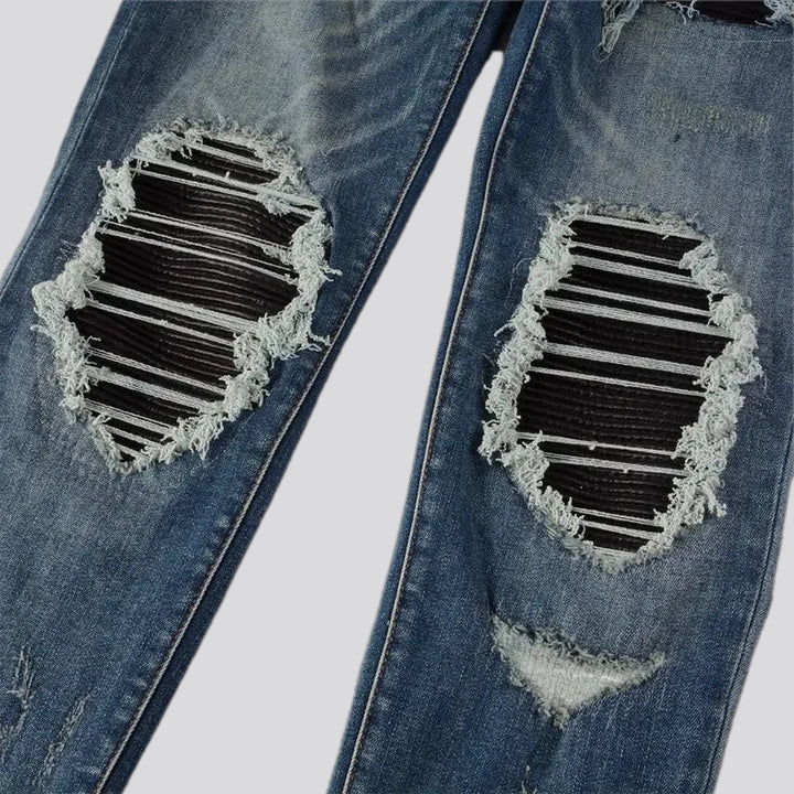 Mid-waist ripped stretchable skinny jeans for men