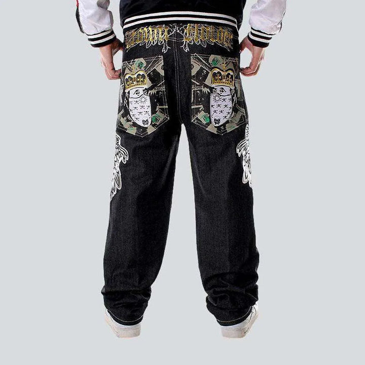 Hip-hop crown embroidery jeans | Jeans4you.shop