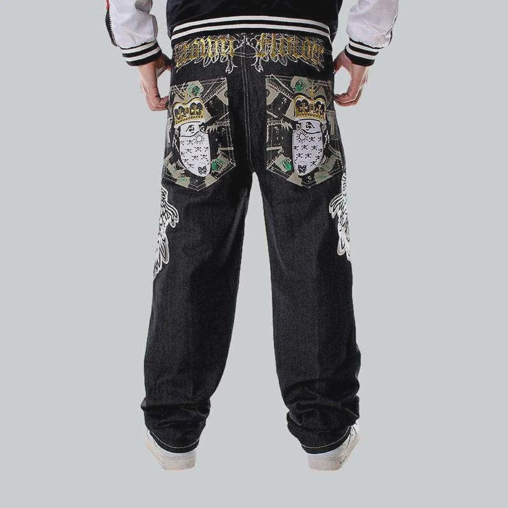 Hip-hop crown embroidery jeans | Jeans4you.shop