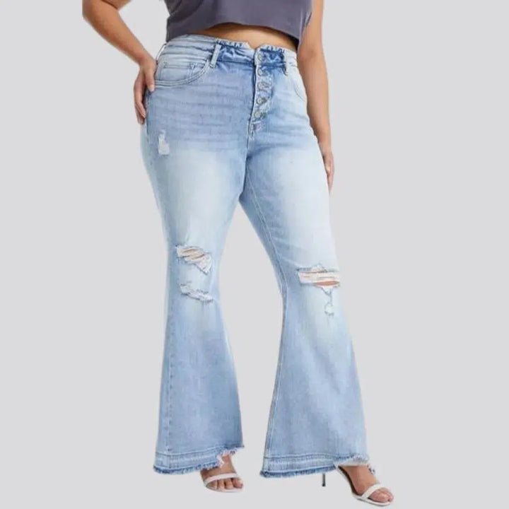 High-waist raw-hem jeans
 for ladies