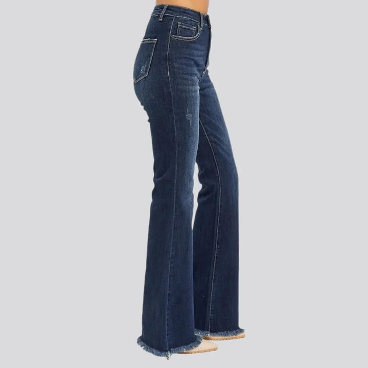 Sanded high-waist jeans
 for ladies