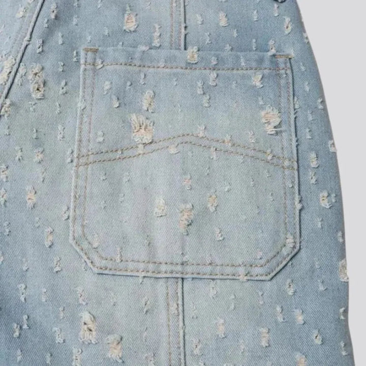 High rise distressed look women's jeans