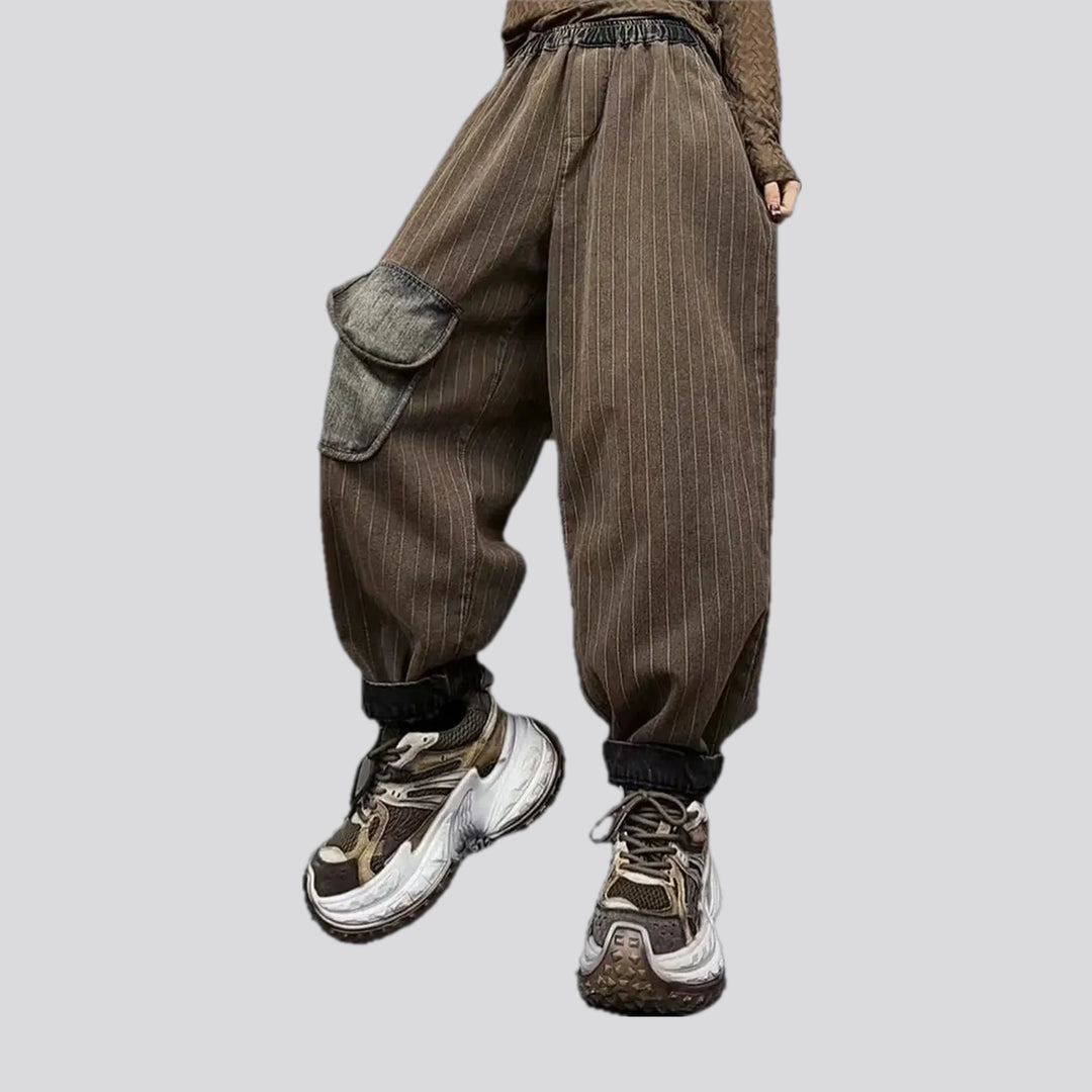 Slouchy boho striped women's jeans joggers