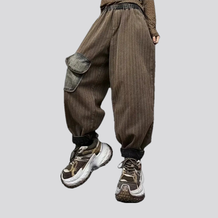 Slouchy boho striped women's jeans joggers