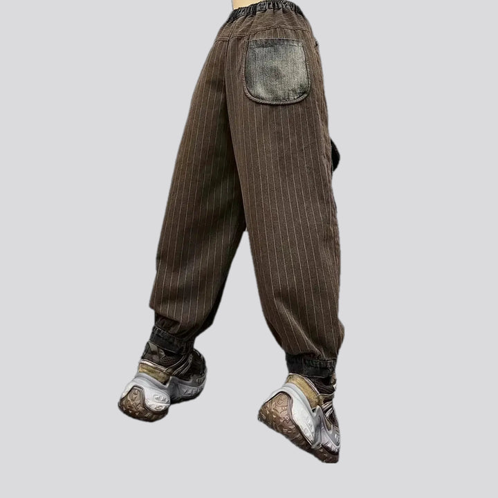 Slouchy boho striped women's jeans joggers
