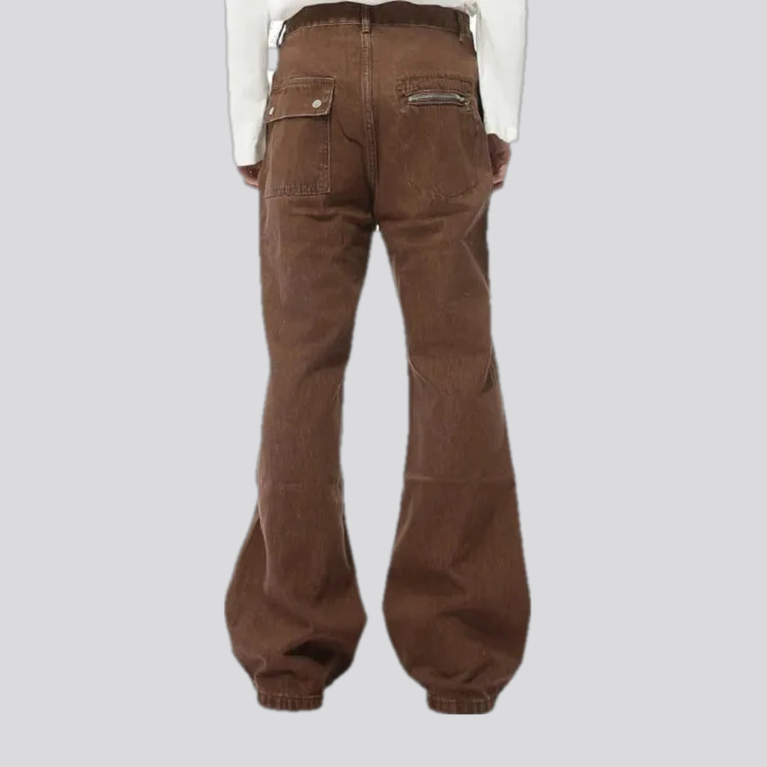 Mid-waist button jeans for men