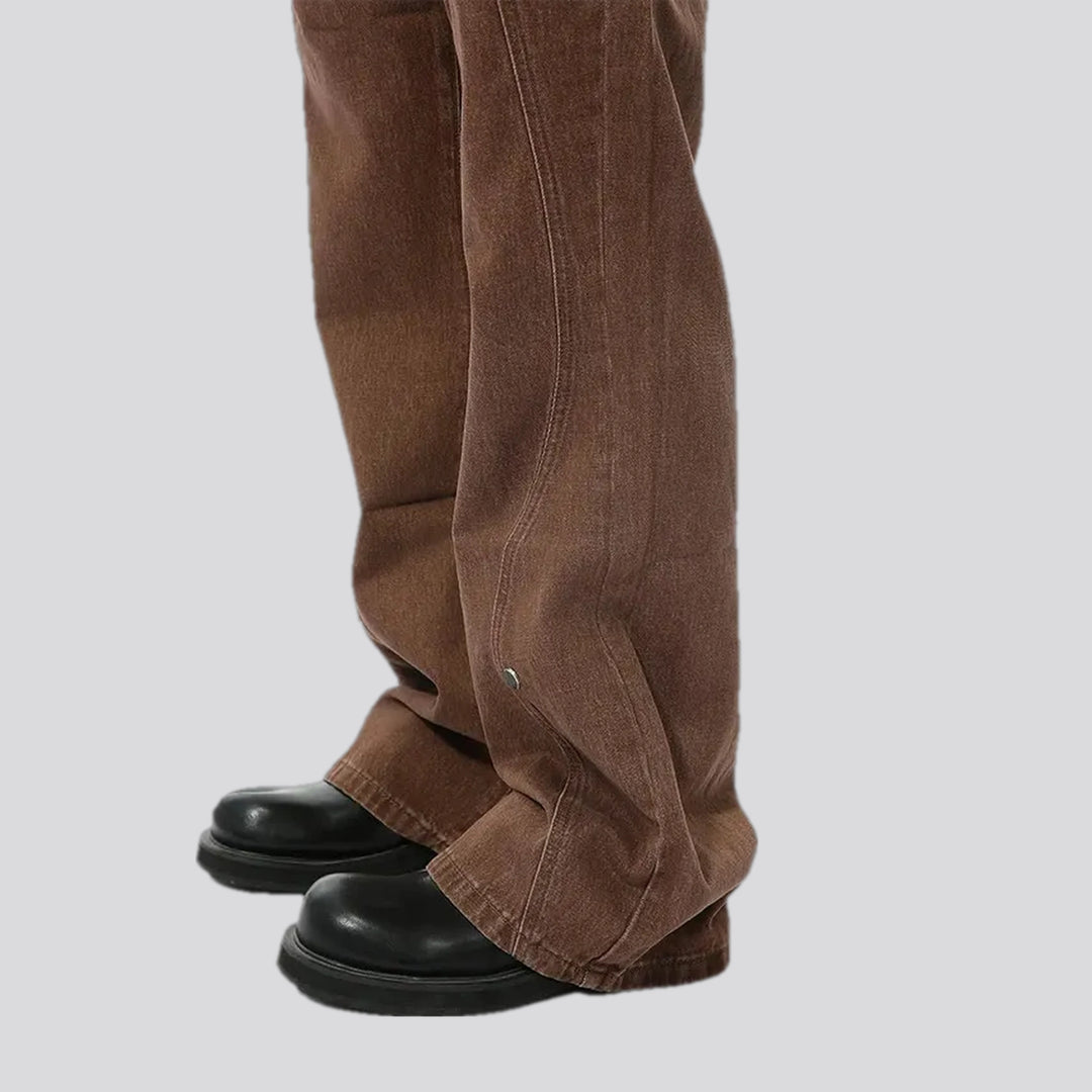 Mid-waist button jeans for men
