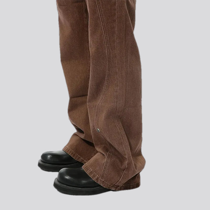 Mid-waist button jeans for men