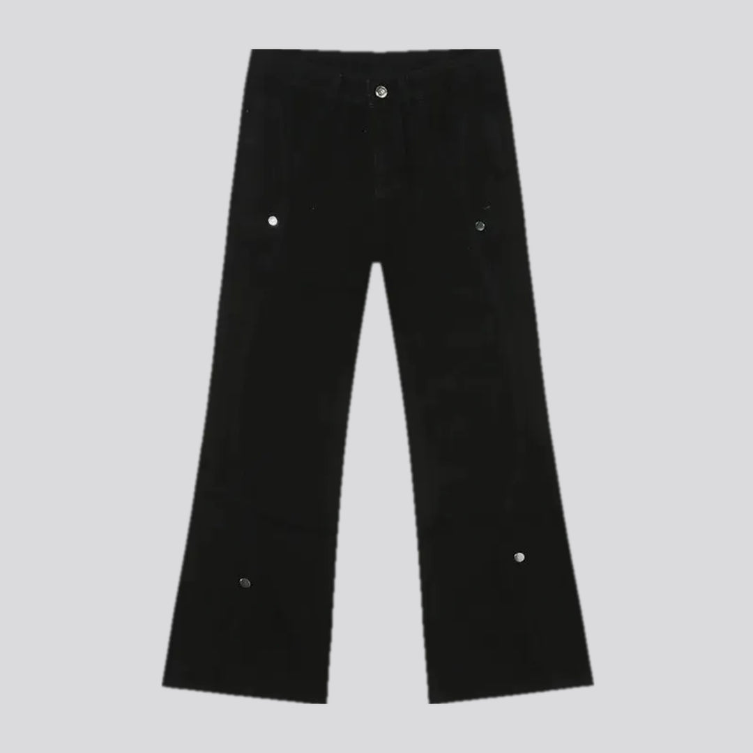 Mid-waist button jeans for men