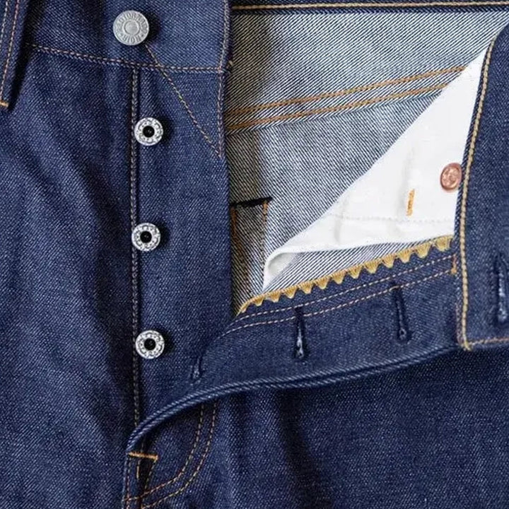 Cuffed self-edge men's jeans