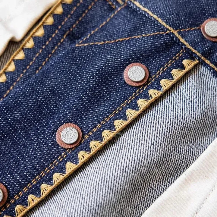 Cuffed self-edge men's jeans