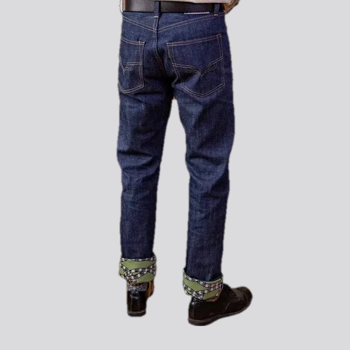 Cuffed self-edge men's jeans