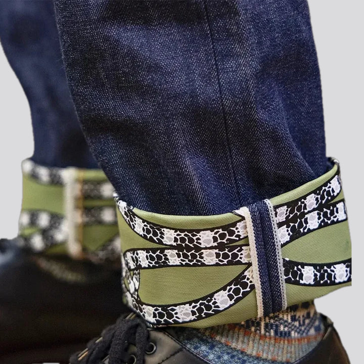 Cuffed self-edge men's jeans