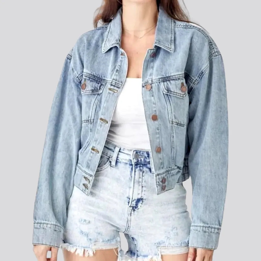 90s flap-pockets jeans jacket for women | Jeans4you.shop