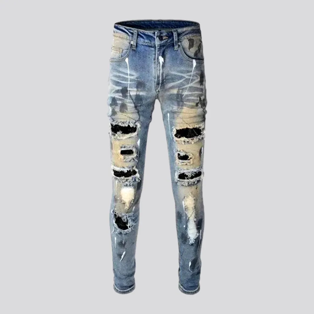 Whiskered crystal-patch jeans | Jeans4you.shop