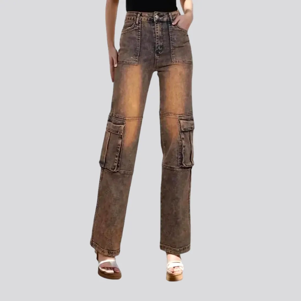 Vintage Pattern Cargo Fit Jeans for Ladies | Jeans4you.shop